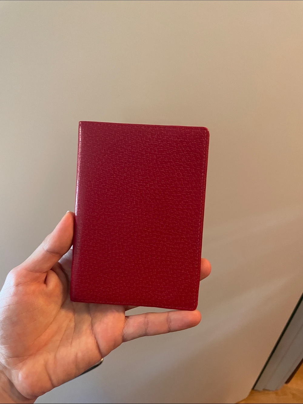 Compact Red Leather Passport Wallet